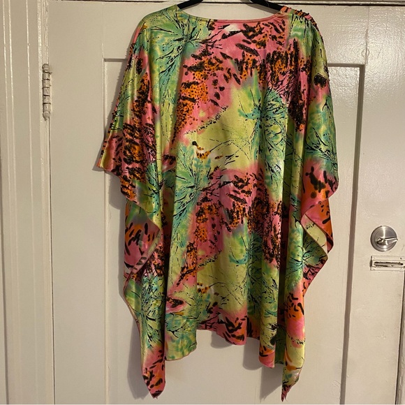 Camilla Tie Dye Silk Beaded Caftan Tunic - Picture 10 of 11
